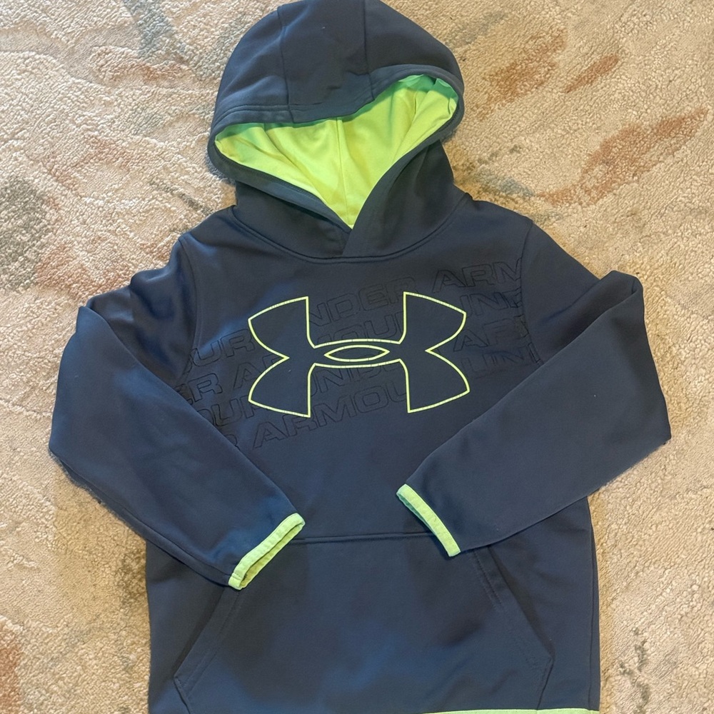 Under Armour Kids' Dark Blue and Bright Green Hoodie